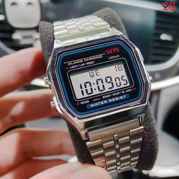 Sleek Stainless Steel LED Digital Watch